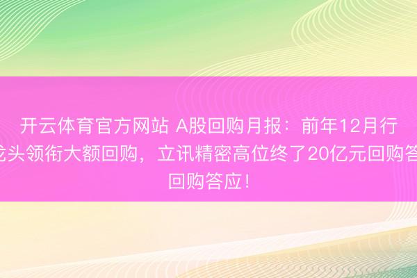 开云体育官方网站 A股回购月报：前年12月行业龙头领衔大额回购，立讯精密高位终了20亿元回购答应！