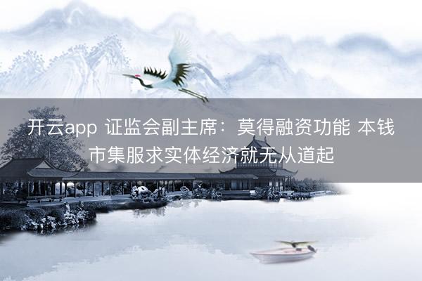 开云app 证监会副主席：莫得融资功能 本钱市集服求实体经济就无从道起
