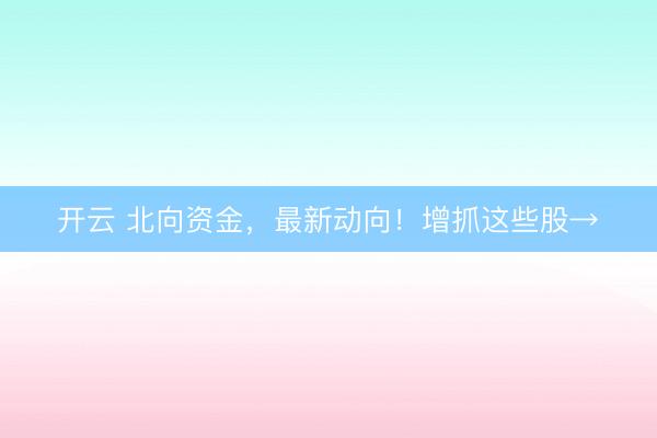 开云 北向资金，最新动向！增抓这些股→