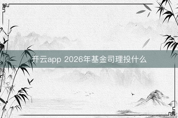 开云app 2026年基金司理投什么