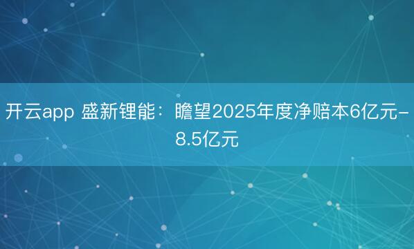 开云app 盛新锂能：瞻望2025年度净赔本6亿元-8.5亿元