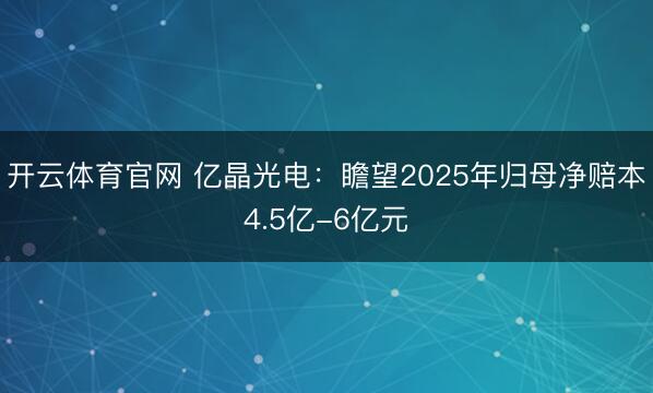 开云体育官网 亿晶光电：瞻望2025年归母净赔本4.5亿-6亿元