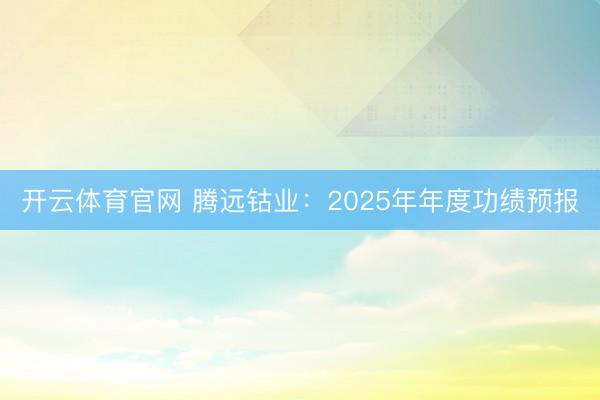 开云体育官网 腾远钴业：2025年年度功绩预报