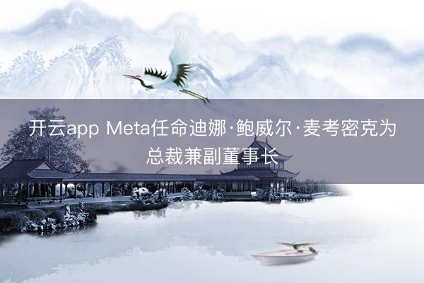 开云app Meta任命迪娜·鲍威尔·麦考密克为总裁兼副董事长