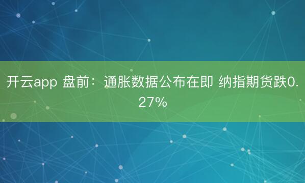 开云app 盘前:通胀数据公布在即 纳指期货跌0.27%