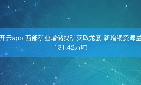 开云app 西部矿业增储找矿获取龙套 新增铜资源量131.42万吨