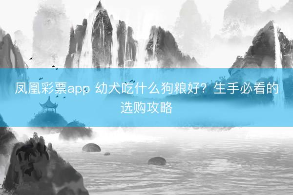 凤凰彩票app 幼犬吃什么狗粮好？生手必看的选购攻略
