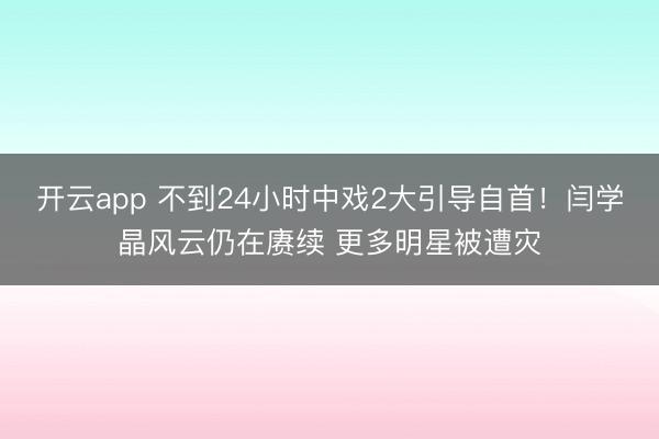 开云app 不到24小时中戏2大引导自首！闫学晶风云仍在赓续 更多明星被遭灾