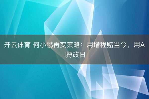 开云体育 何小鹏再变策略：用增程赌当今，用AI搏改日