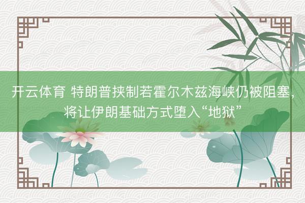 开云体育 特朗普挟制若霍尔木兹海峡仍被阻塞,将让伊朗基础方式堕入“地狱”