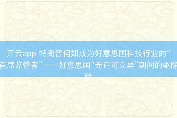 开云app 特朗普何如成为好意思国科技行业的“首席监管者”——好意思国“无许可立异”期间的驱除