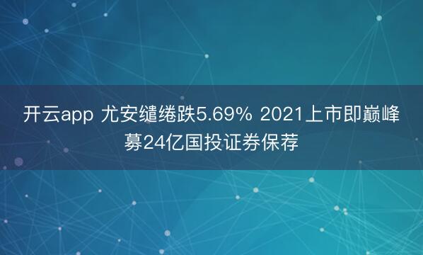 开云app 尤安缱绻跌5.69% 2021上市即巅峰募24亿国投证券保荐