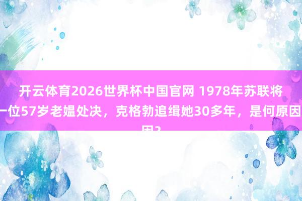 开云体育2026世界杯中国官网 1978年苏联将一位57岁老媪处决，克格勃追缉她30多年，是何原因？