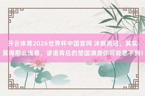 开云体育2026世界杯中国官网 沐猴而冠，其实莫得那么浅易，谚语背后的楚国渊源你可能思不到！