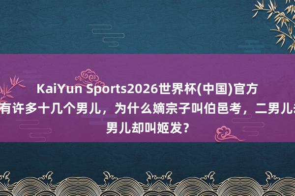 KaiYun Sports2026世界杯(中国)官方网站 姬昌有许多十几个男儿，为什么嫡宗子叫伯邑考，二男儿却叫姬发？