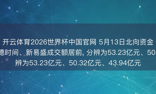 开云体育2026世界杯中国官网 5月13日北向资金跟踪: 中际旭创、宁德时间、新易盛成交额居前， 分辨为53.23亿元、50.32亿元、43.94亿元