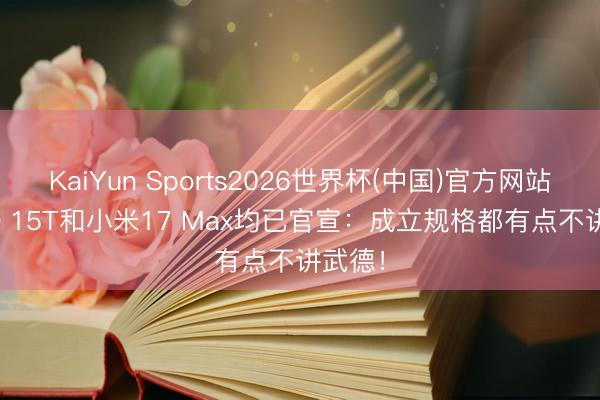 KaiYun Sports2026世界杯(中国)官方网站 iQOO 15T和小米17 Max均已官宣：成立规格都有点不讲武德！