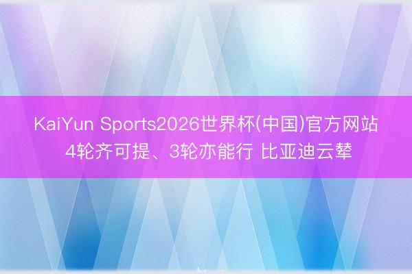 KaiYun Sports2026世界杯(中国)官方网站 4轮齐可提、3轮亦能行 比亚迪云辇