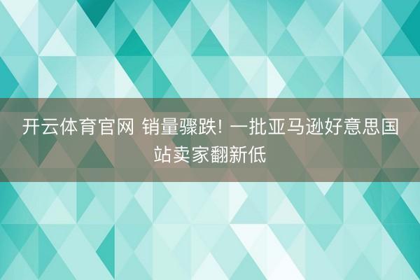 开云体育官网 销量骤跌! 一批亚马逊好意思国站卖家翻新低