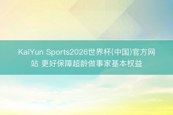 KaiYun Sports2026世界杯(中国)官方网站 更好保障超龄做事家基本权益