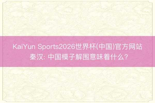 KaiYun Sports2026世界杯(中国)官方网站 秦汉: 中国模子解围意味着什么?
