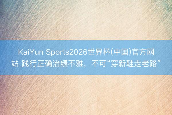KaiYun Sports2026世界杯(中国)官方网站 践行正确治绩不雅，不可“穿新鞋走老路”